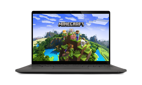 A Chromebook laptop playing Minecraft