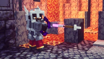 A Dungeons player firing an arrow!
