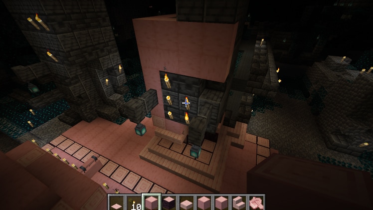A screenshot of a build in a deep dark biome.