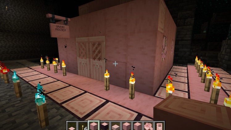 A screenshot of a house in a deep dark biome.