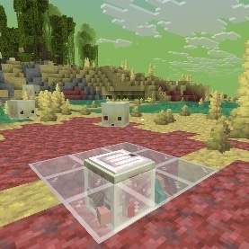 A Sulfur Spring with Sulfur Cubes, including one with Noor inside of it
