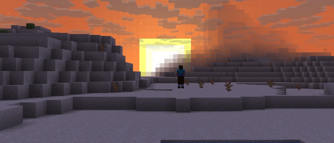 Steve rides a horse into a fading sunset