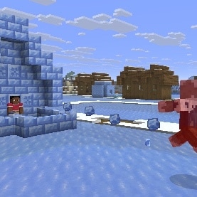 Zuri is throwing Ice Balls at a Frostibe from a Packed Ice Brick house