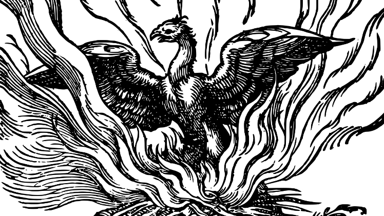 A painting depicting a phoenix bird.