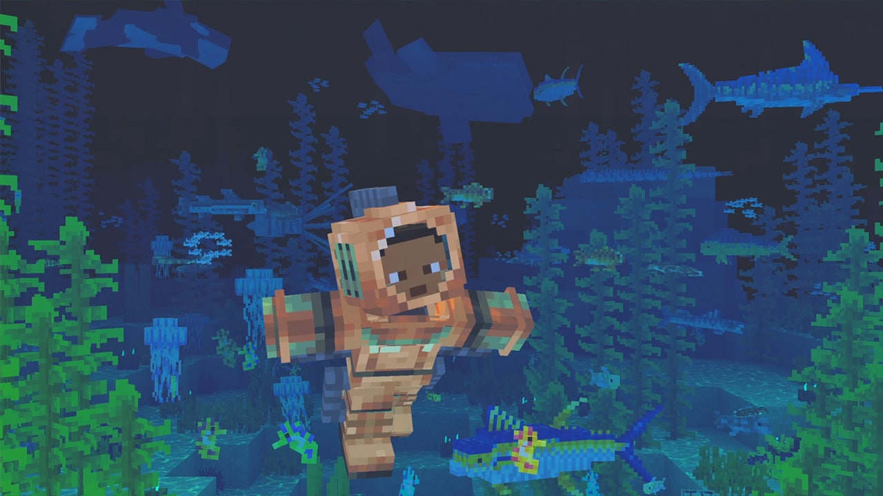 person in scuba suit diving under the sea
