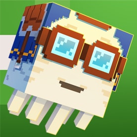 A happy ghast on a green background.