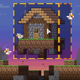 En markør markerer og flytter et hus i Minecraft
