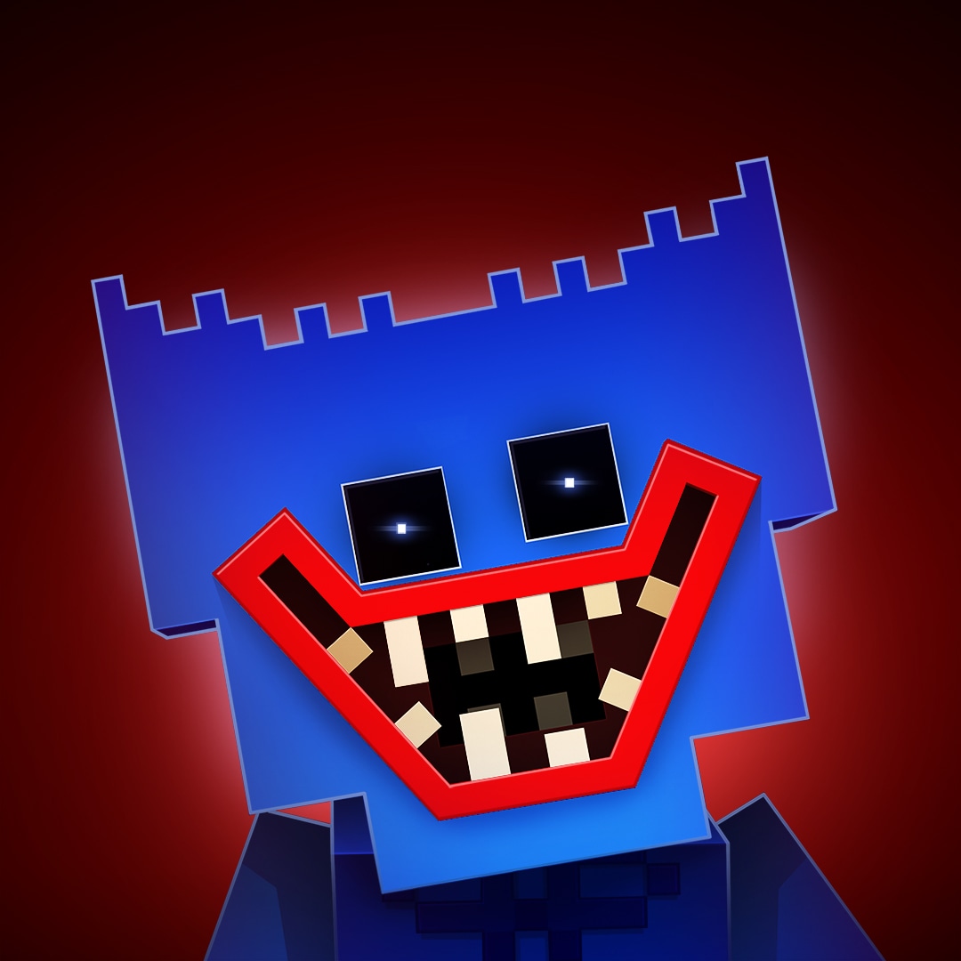 Une créature bleue aux yeux brillants et au large sourire effrayant.