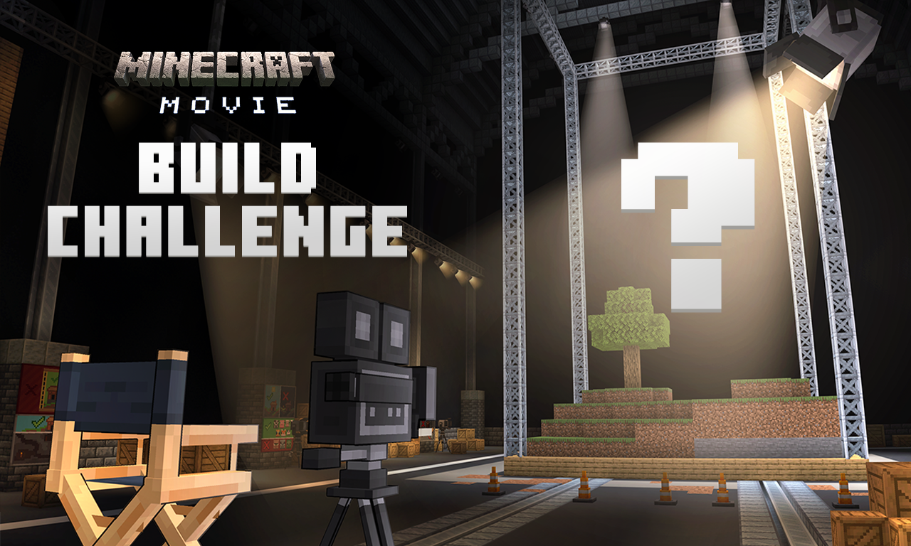 A screenshot of a movie set built in Minecraft