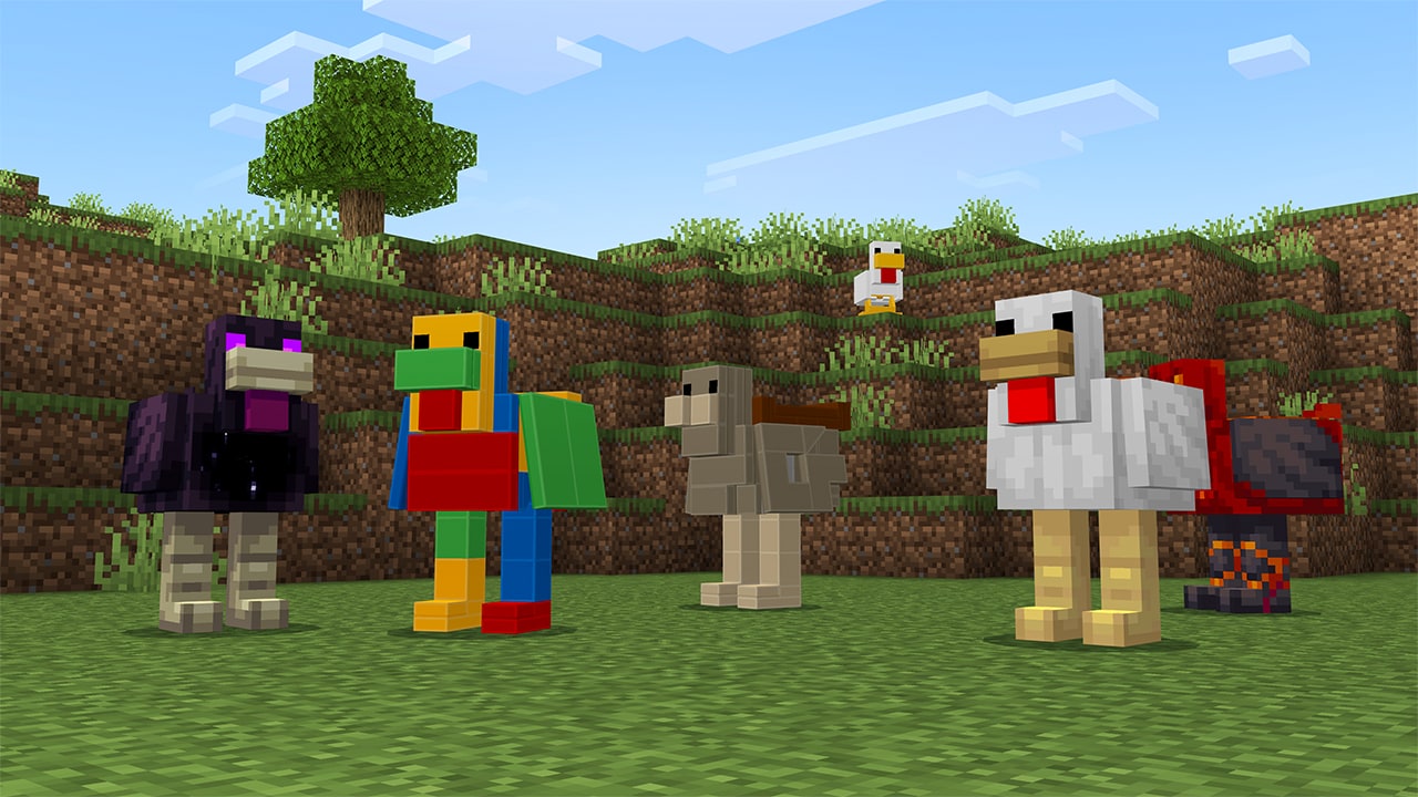 A screenshot from the LEGO Minecraft Chicken Mounts add-on