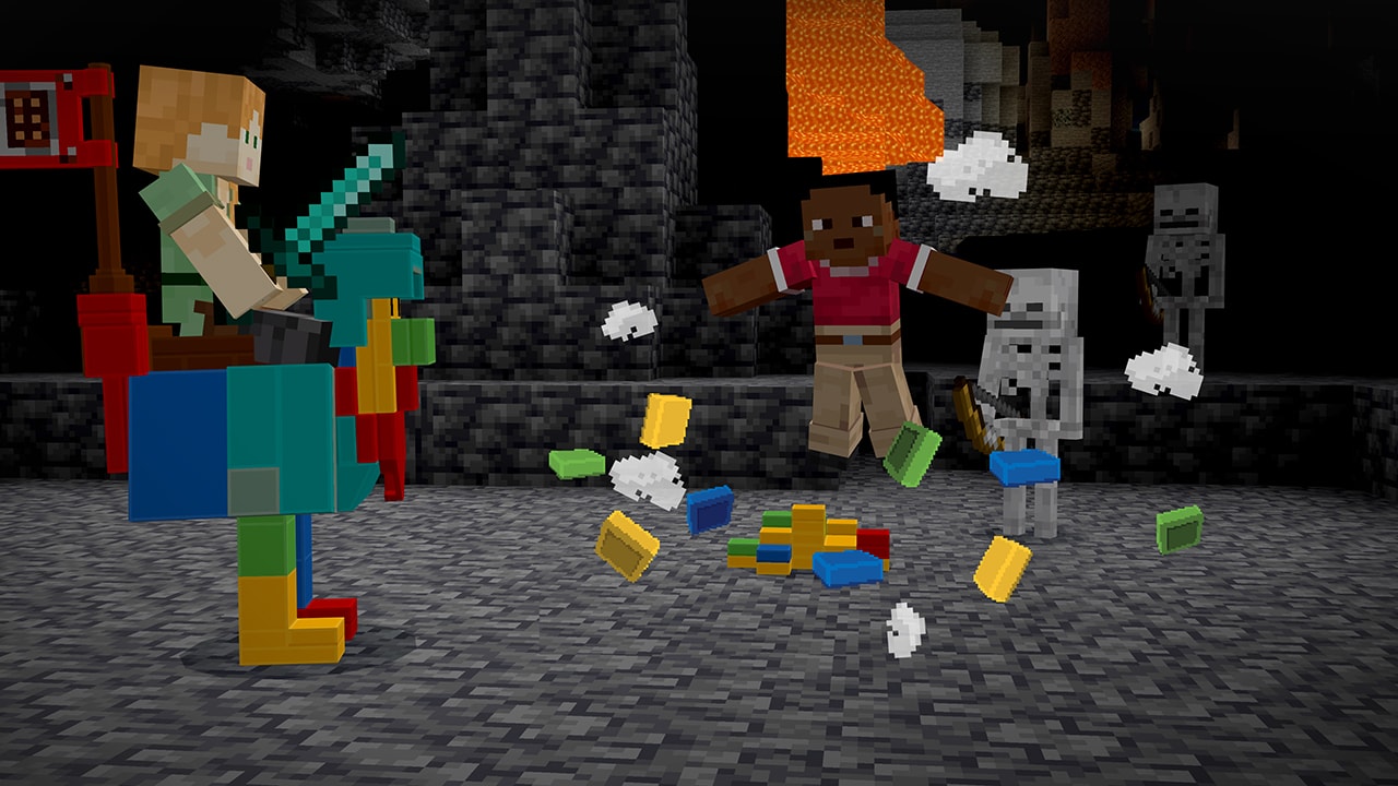 A screenshot from the LEGO Minecraft Chicken Mounts add-on