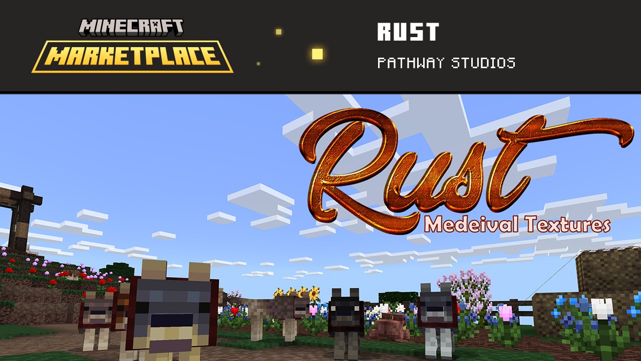 Pic of content pack RUST, with the rust logo shown against a blue sky