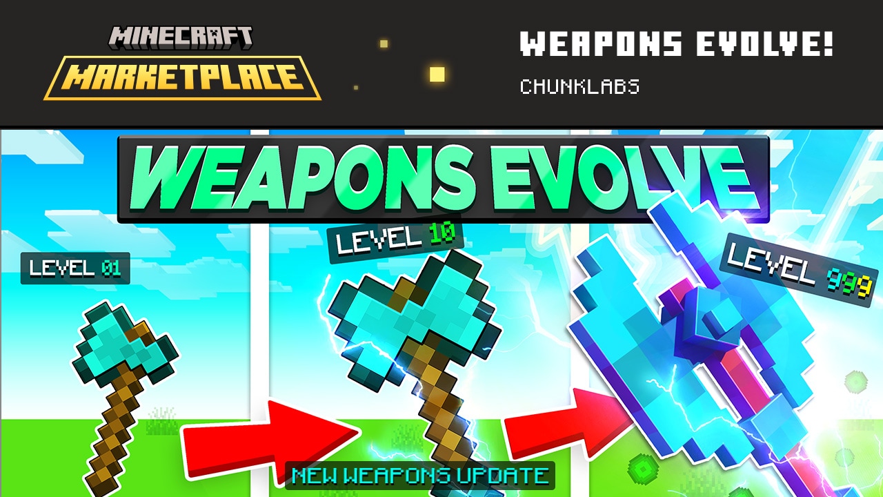 Pic showing the content pack Weapons Evolve with a shiny sword in the background