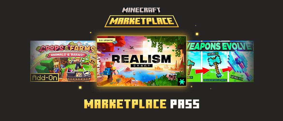 Three pics of content packs from Minecraft Marketplace