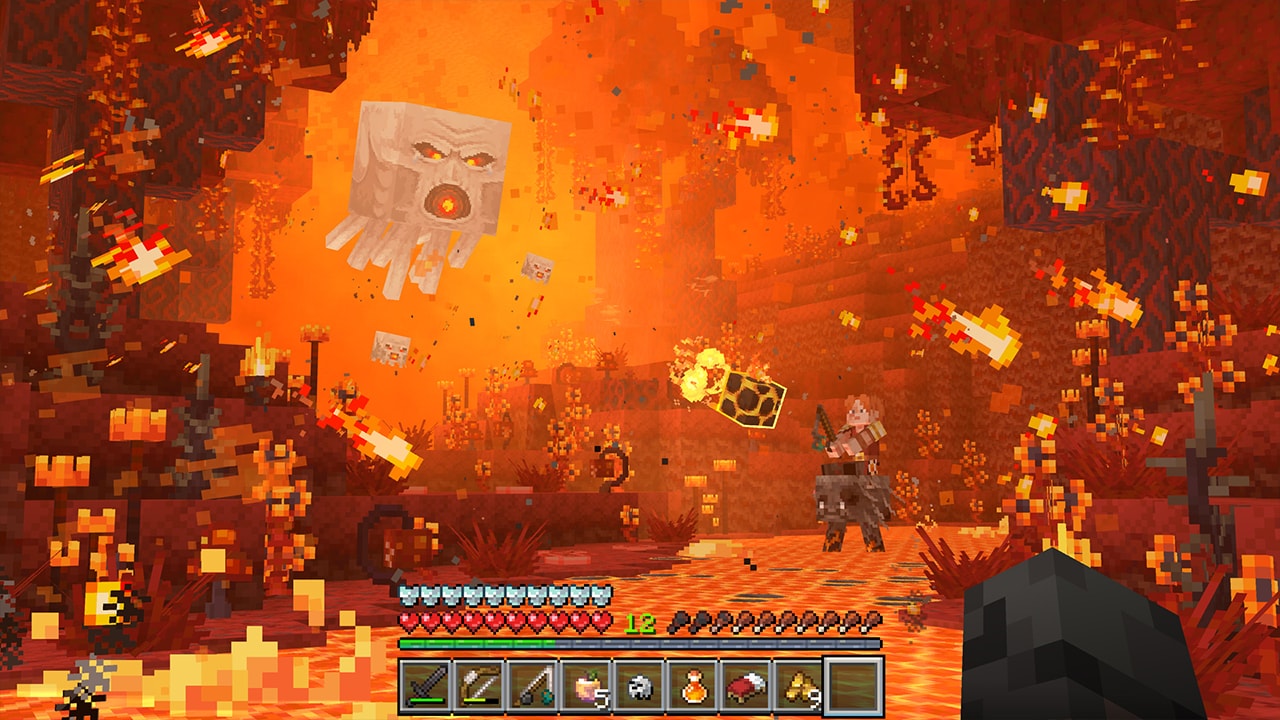POV a happy ghast inside a firey cave