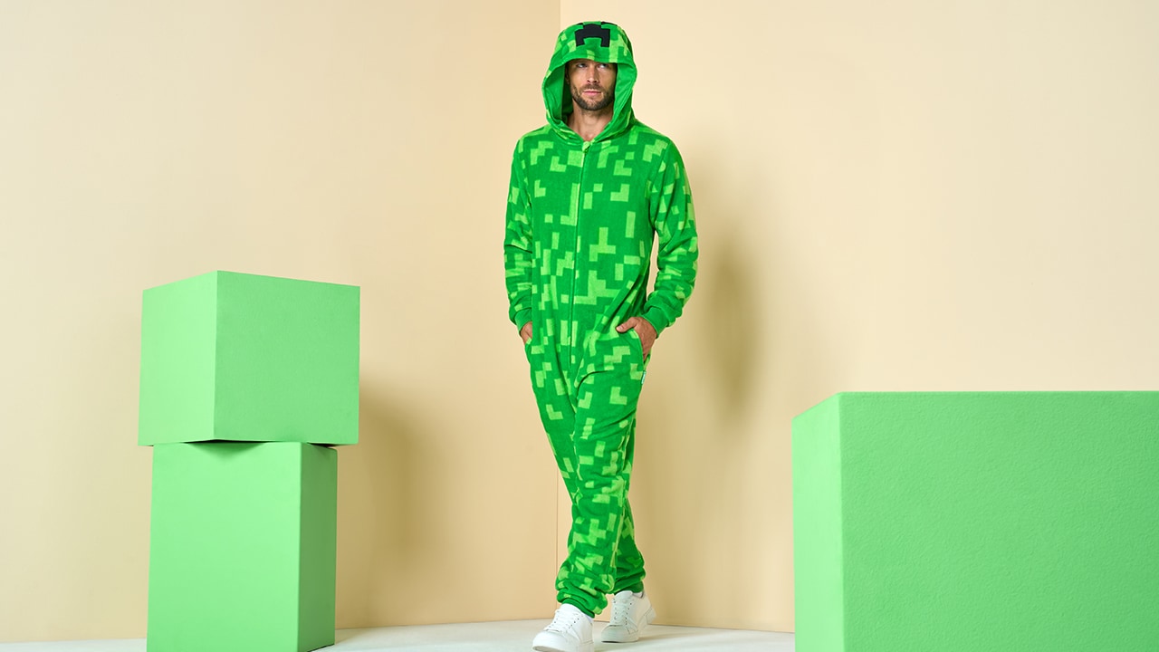 Man wearing a creeper onesie