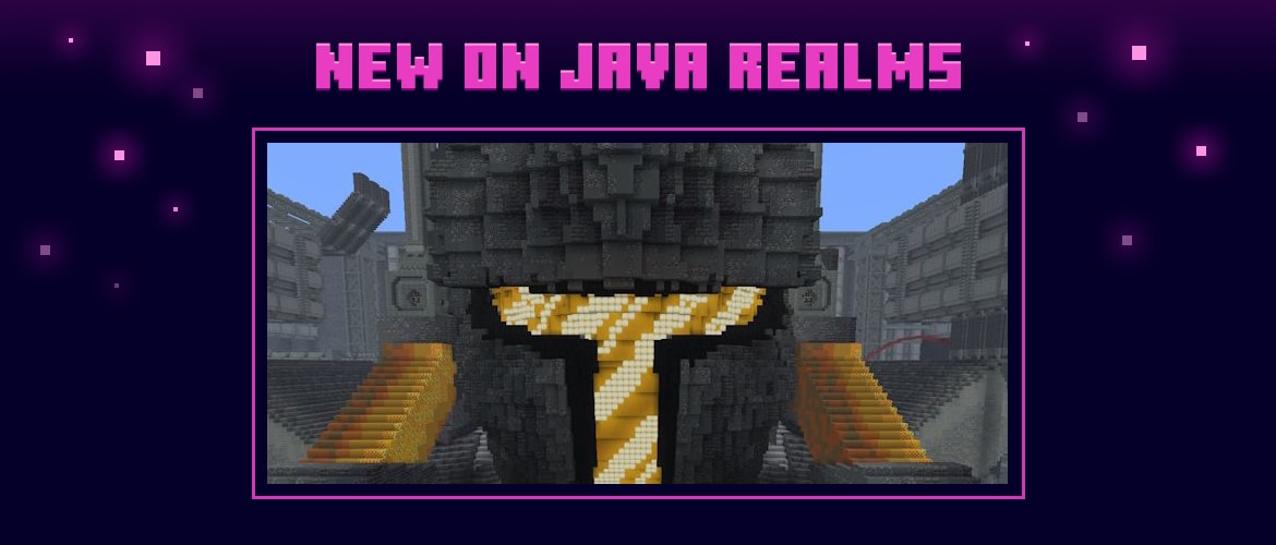 A Minecraft screenshot depicting a build that resembles a knight's helmet.