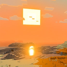 A sunrise captured in Vibrant Visuals on Minecraft: Bedrock Edition