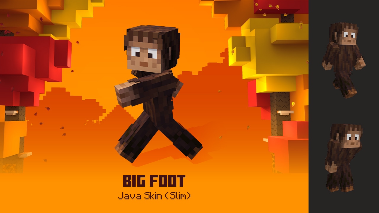 Minecraft character wearing a full-body brown Bigfoot costume.