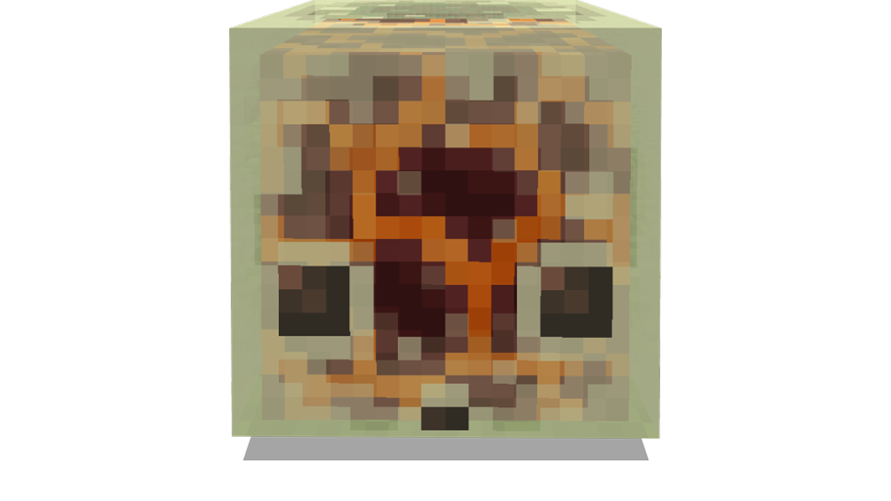 Glowing cube creature with a magma-like face.