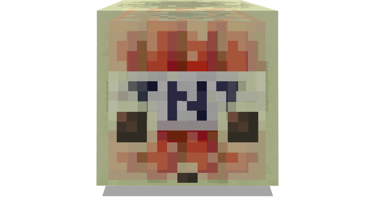 Glowing cube creature with a TNT face.