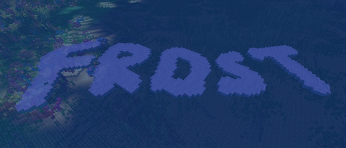 A bird's view photo of a large collection of ice blocks that forms the word "Frost".