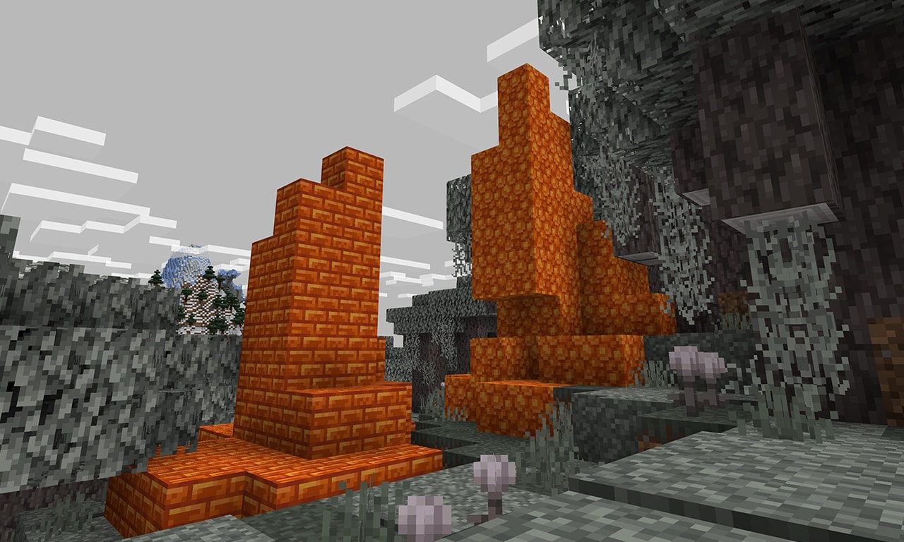 This screenshot shows eyeblossoms and resin - two new features you can test in Bedrock beta and preview