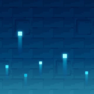 Blå gløder lyser op på en stenvæg.