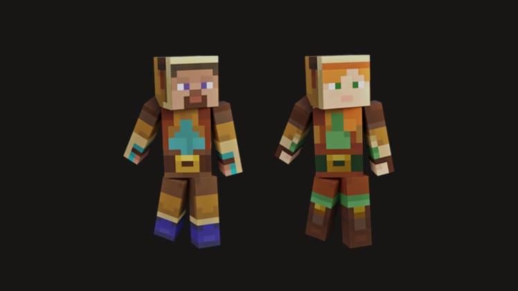 Alex and Steve, wearing adventure gear while standing on top of a black background.
