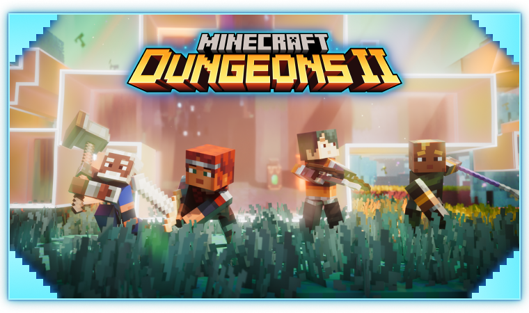 Minecraft Dungeons II heroes in official promotional art