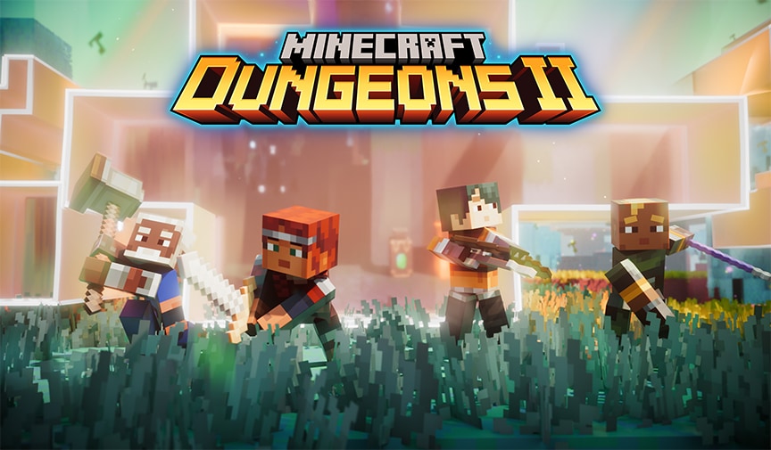 Four Dungeons II heroes stepping into the Sift, facing the foreground with an open rift behind them