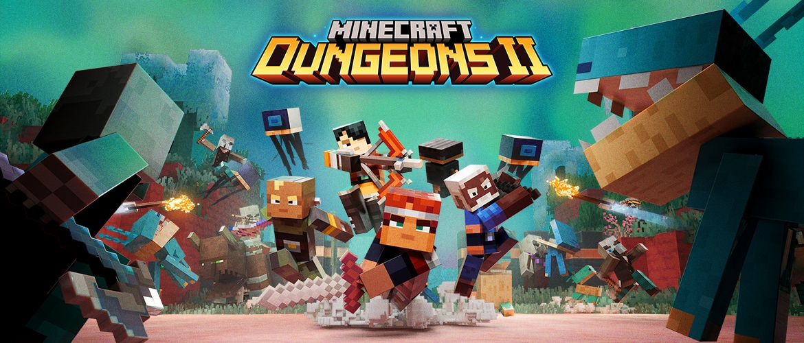 Four Dungeons II heroes fighting a variety of hostile mobs in the Sift