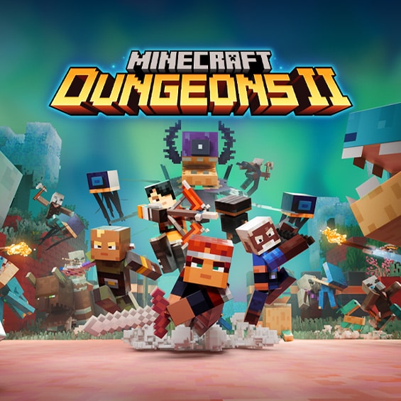 Four Minecraft Dungeons II heroes fighting a variety of hostile mobs in the Sift