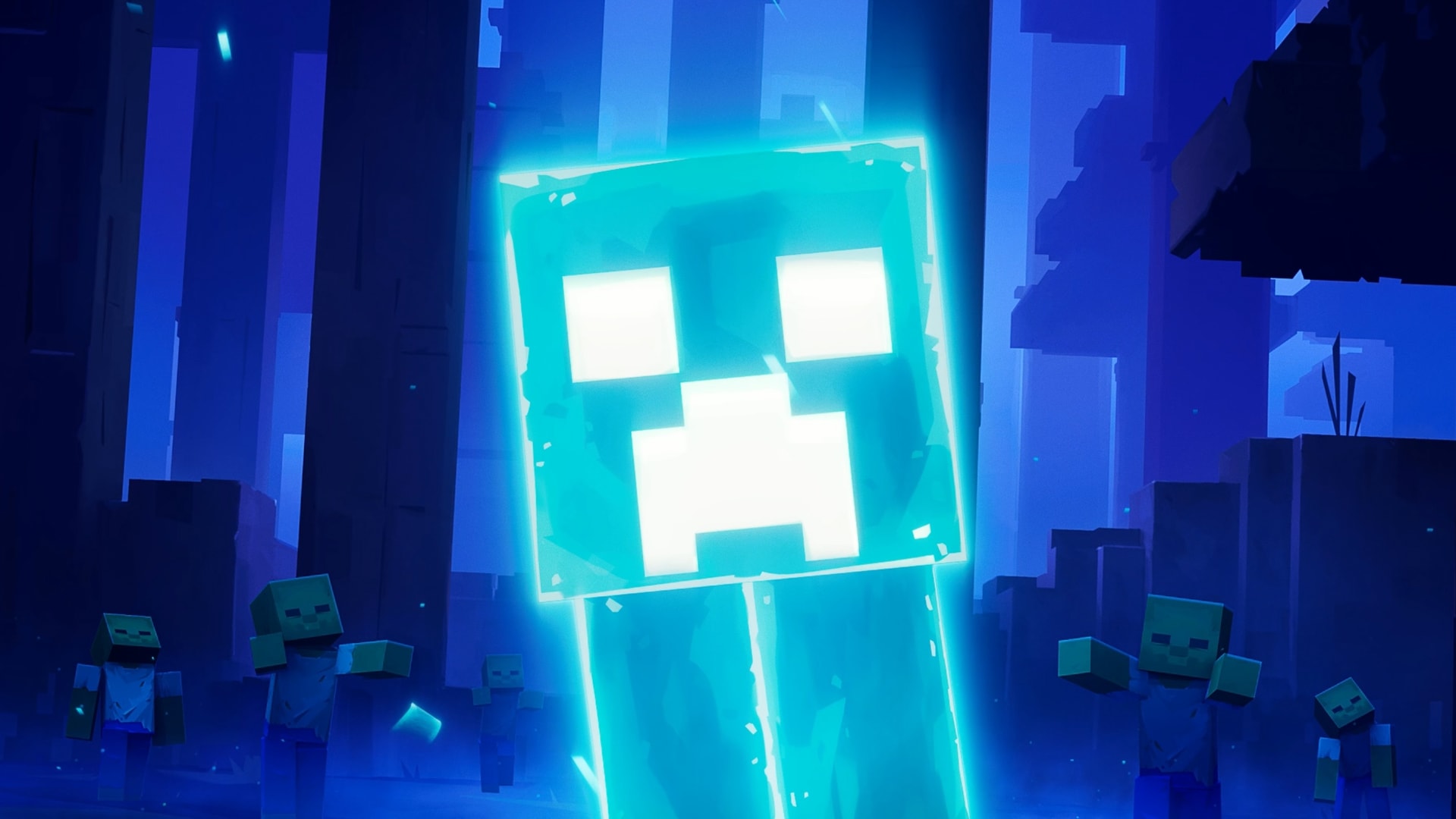A soul-corrupted creeper standing in a forest while looking at the viewer.